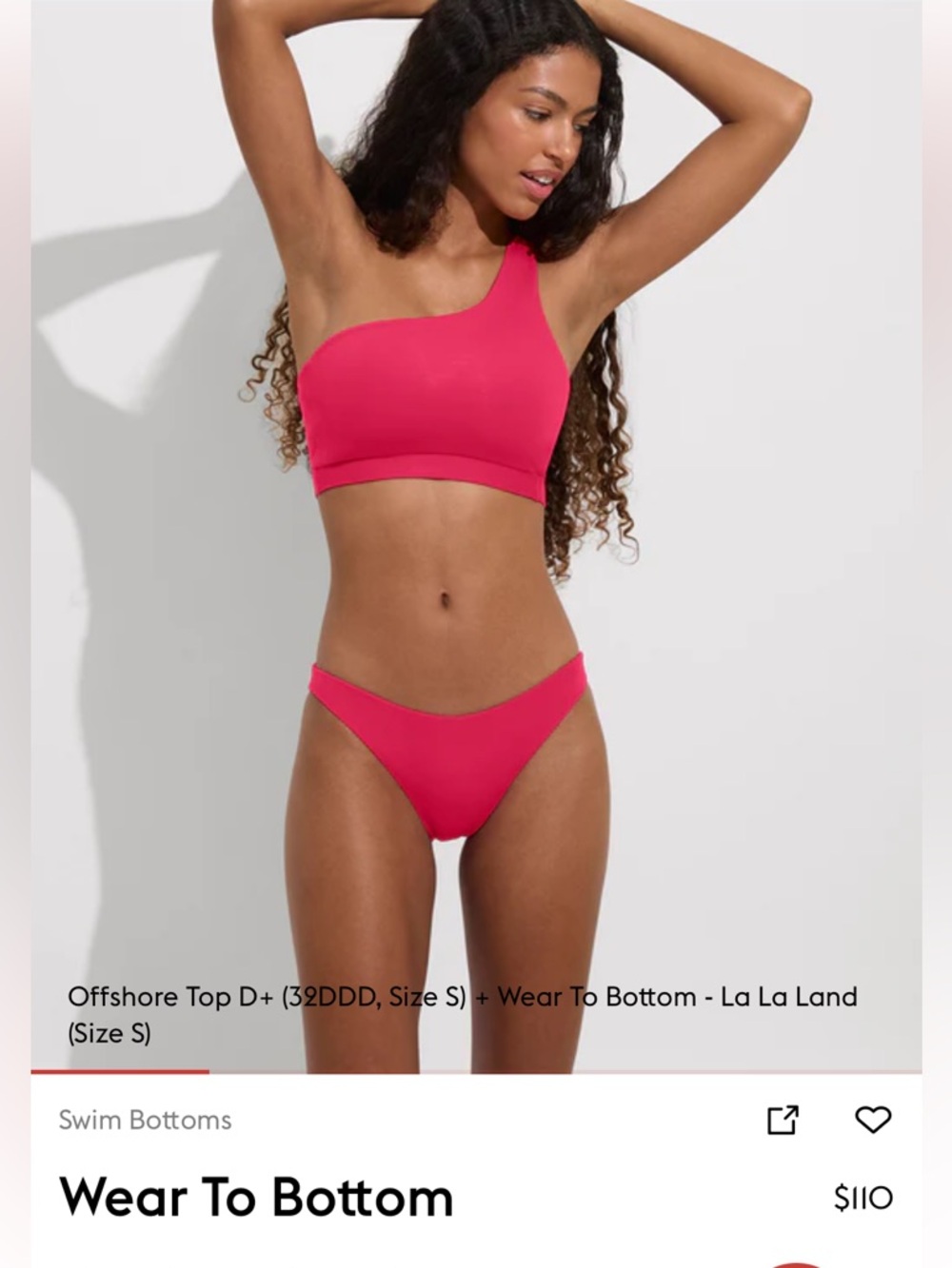 NWT Left On Friday Wear To Bikini Bottom in Hot Pink, Large